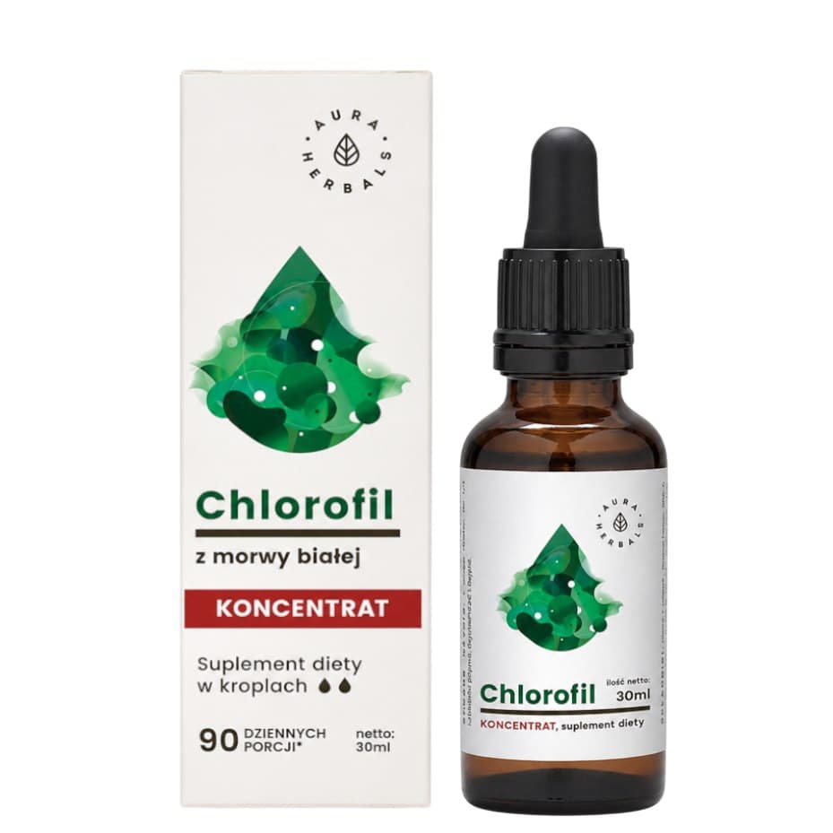 Chlorophyll From White Mulberry 30ml | Aura Herbals – Aura Herbals förpackning