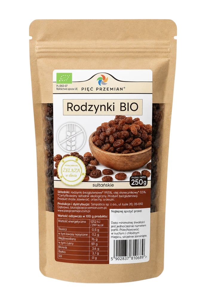 Pięć Przemian - Rodzynki BIO – Pięć Przemian Verpackung