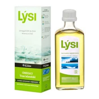Lysi Omega 3 Tran Islandês (Óleo de Fígado de Bacalhau Islandês) 240ml (220g) – Lysi embalagem