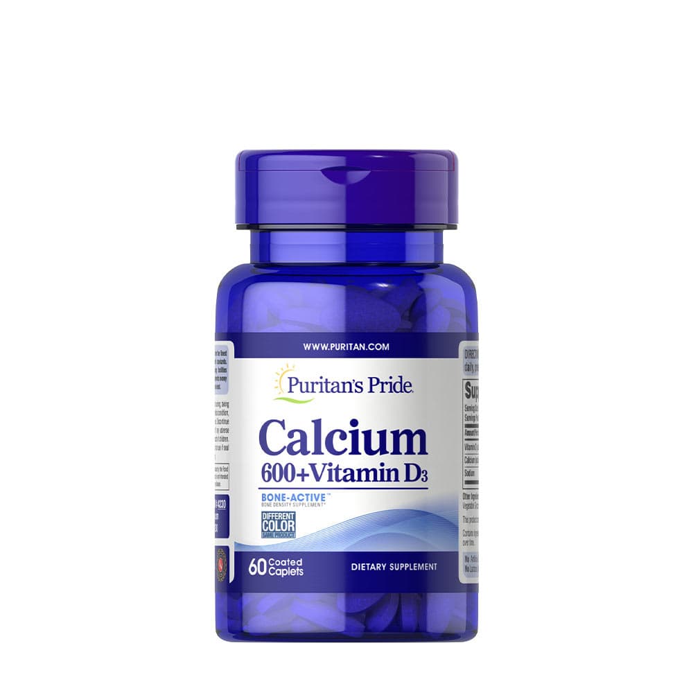 Puritan's Pride Calcium + Vitamin D3 - 60 tabletter – Puritan's Pride emballage