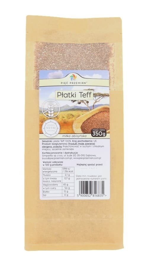 Pięć Przemian - Flocons de Teff Sans Gluten 350g – Pięć Przemian packaging