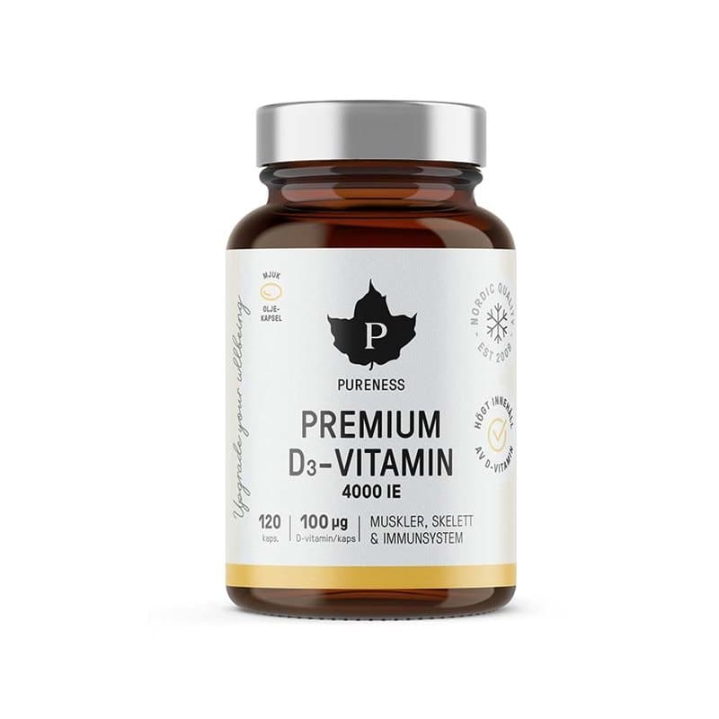 Pureness Premium vitamine D 120 capsules 100 μg – Pureness emballage