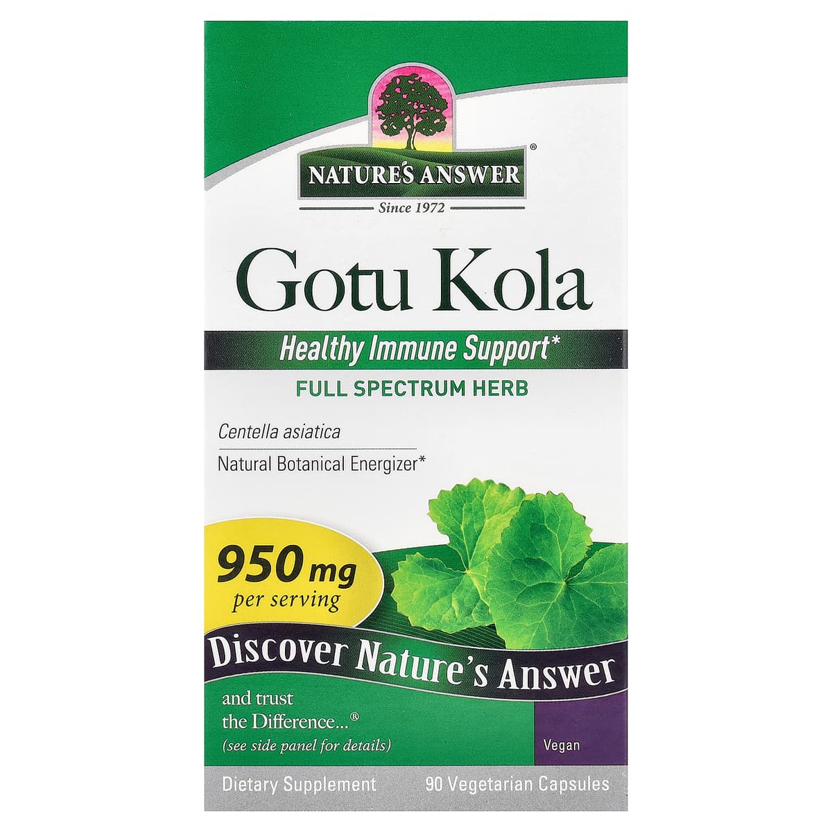 Nature's Answer Gotu Kola Extract 950 mg - Extrait végétal – Nature's Answer emballage