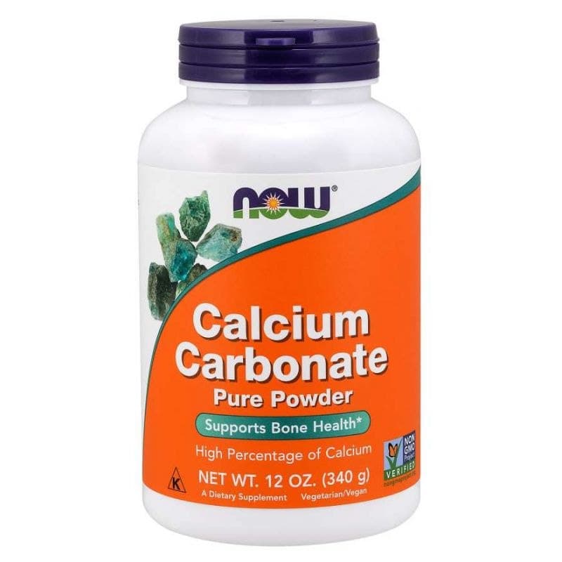 NOW Foods Calcium Carbonate Pure Powder 340g – Rent kalciumpulver – NOW Foods förpackning