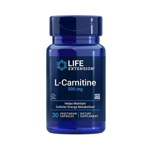 Life Extension L-Carnitine 500mg 30 Vegetarian Capsules – Life Extension packaging