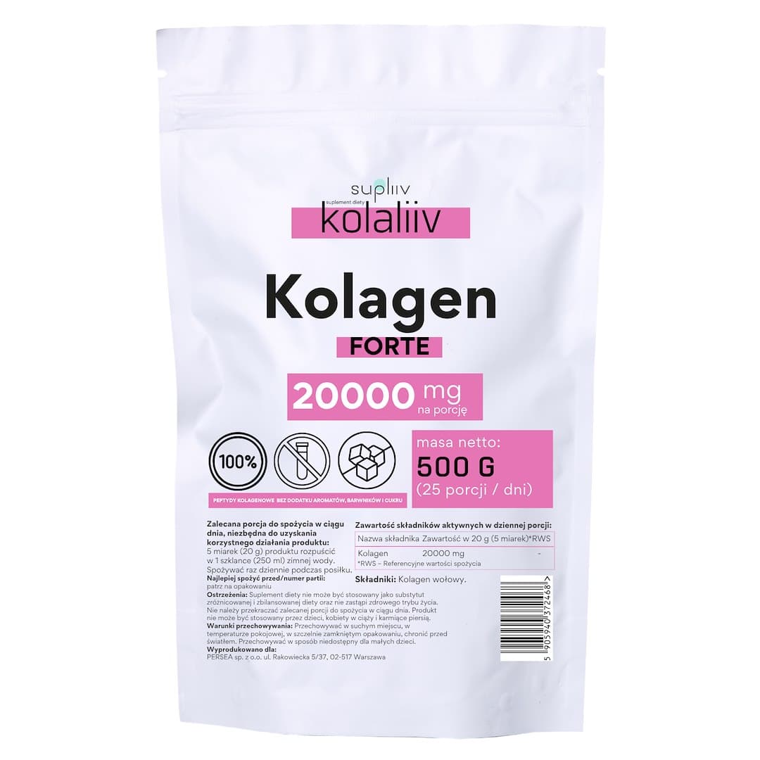 Supliiv - Beef Collagen FORTE 20000mg - Poudre 500g – Supliiv packaging
