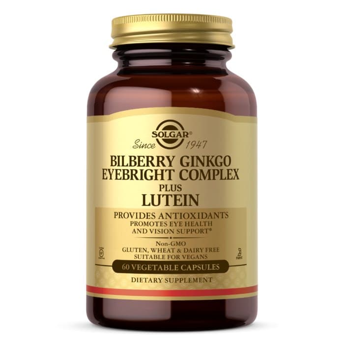 Solgar - Bilberry Ginkgo Eyebright Complex Plus Lutein, 60 kapsułek