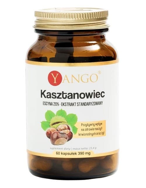Yango Ekstrakt z kasztanowca 20% Escin – 60 kapsułek wegetariańskich – Yango packaging