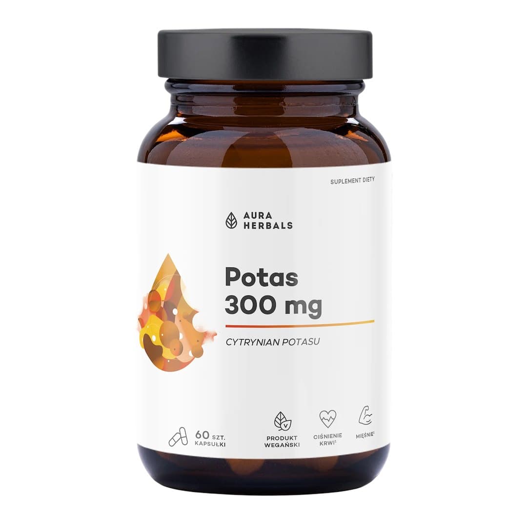 Aura Herbals Potas 300mg, 60 veg. kaps. – Aura Herbals förpackning