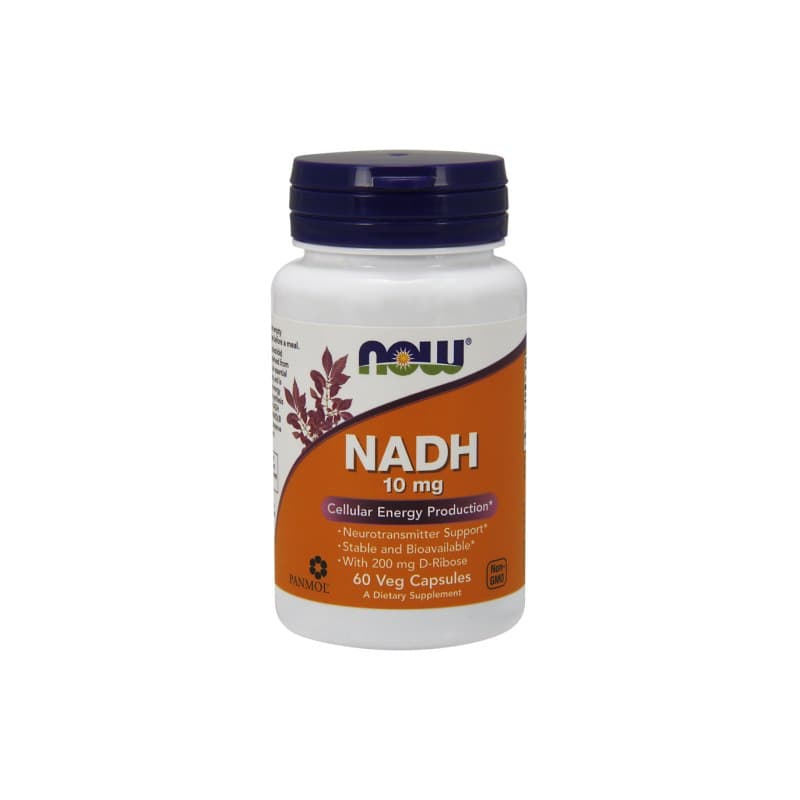NOW Foods NADH 10mg - 60 vegetariska kapslar – NOW Foods förpackning