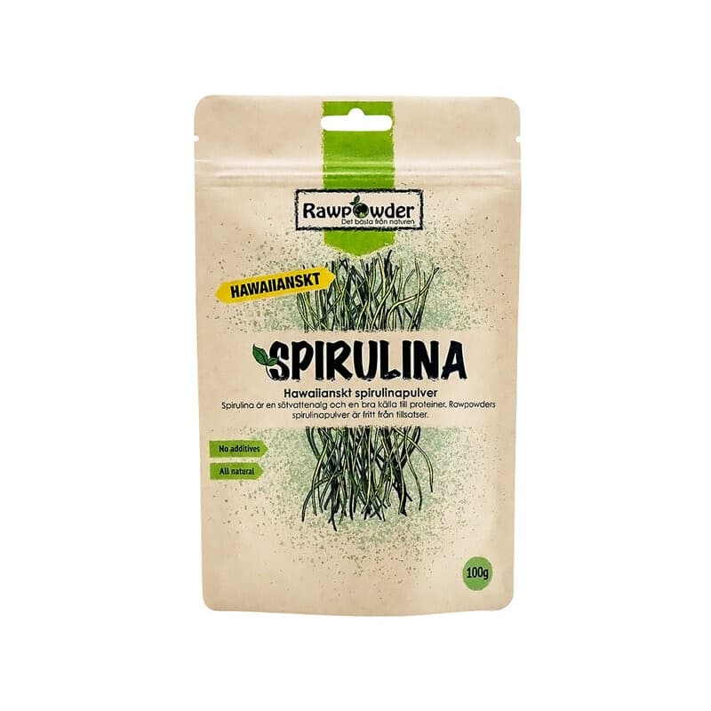 Spirulinapulver Hawaii 100g | Rawpowder – Rawpowder förpackning