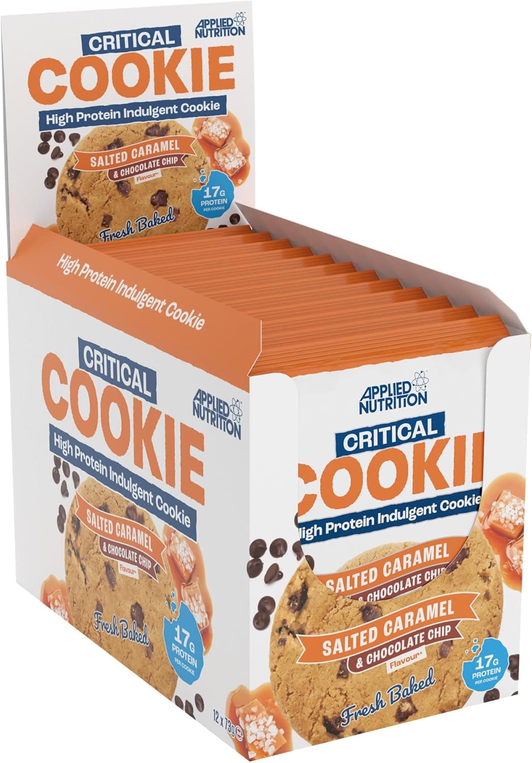 Critical Cookie Salted Caramel Chocolate Chip - 12 x 73g – Applied Nutrition verpakking
