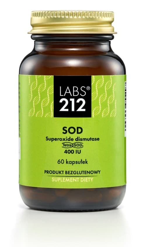 Labs212 Superoxide Dismutase Tetrasod 400IU - 60 kapsułek – LABS 212 opakowanie