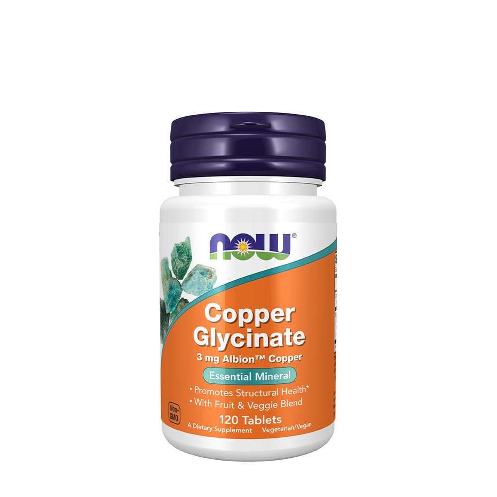 NOW Foods Copper Glycinate 3mg - 120 tabletten – NOW Foods verpakking