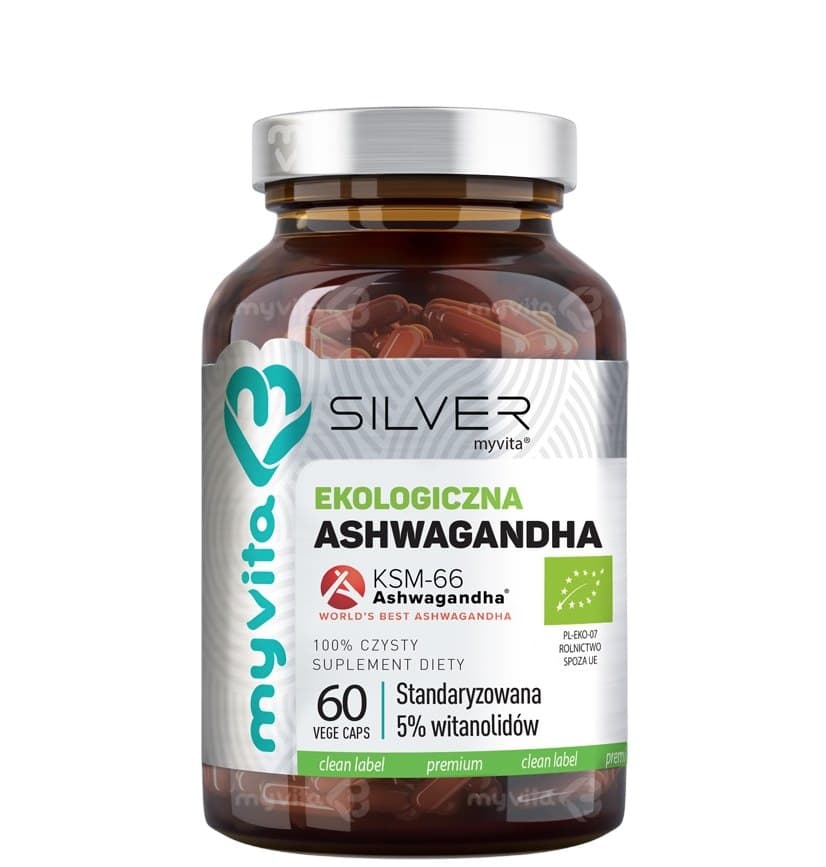 Myvita - Organic Ashwagandha KSM-66 (Standardized 5% Witanolides) - 60 Caps