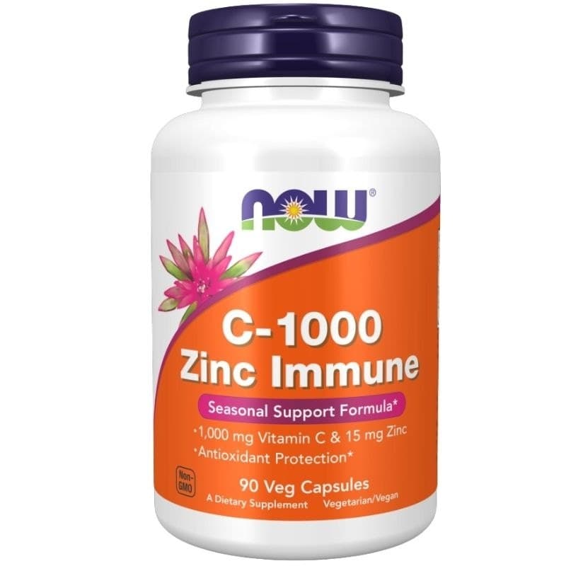 NOW Foods - C 1000 Zinc Immune, 1000 mg Vitamine C + 15 mg Zinc, capsules végétariennes