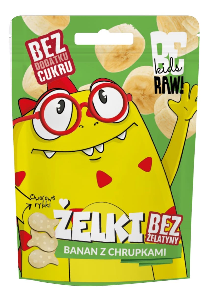 BeRAW Kids Żelki Banan con crujientes 35 g | BeRaw