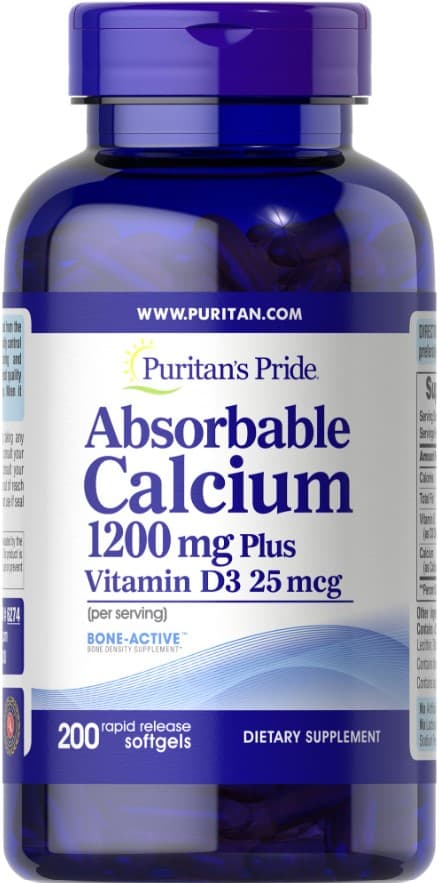 Puritan's Pride - Absorbeerbaar Calcium Plus Vitamin D3 - 200 Sgels – Puritan's Pride packaging