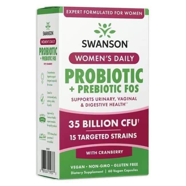 Swanson Women's Daily Probiotic + Prebiotic FOS 35,1 miljarder CFU, kapslar