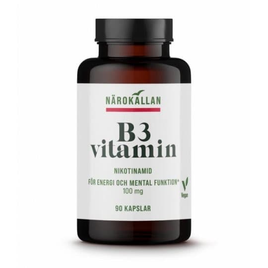B3 Nicotinamide 100 mg 90 capsules – Närokällan emballage