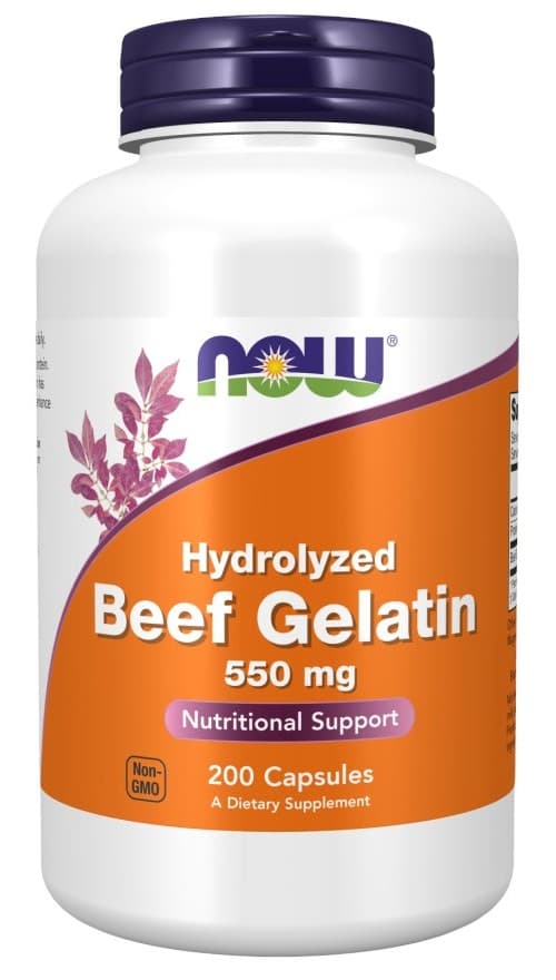 NOW Foods - Hydrolysed Beef Gelatin - 200 Capsules – NOW Foods packaging