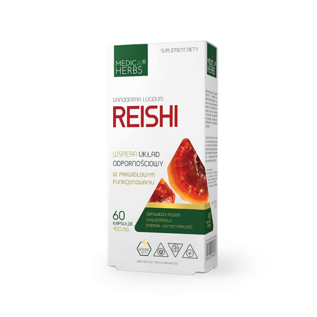 Medica Herbs Reishi 450mg – 60 kapslar – Medica Herbs förpackning