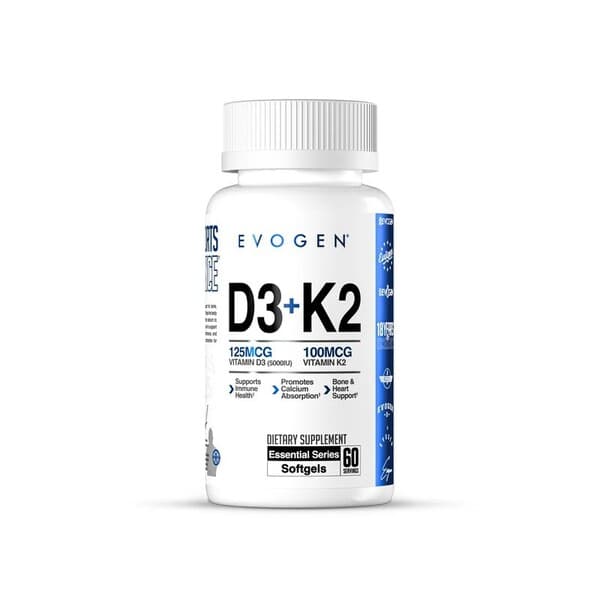 Vitamin D3 + K2 - 60 softgelcapsules – Evogen verpakking