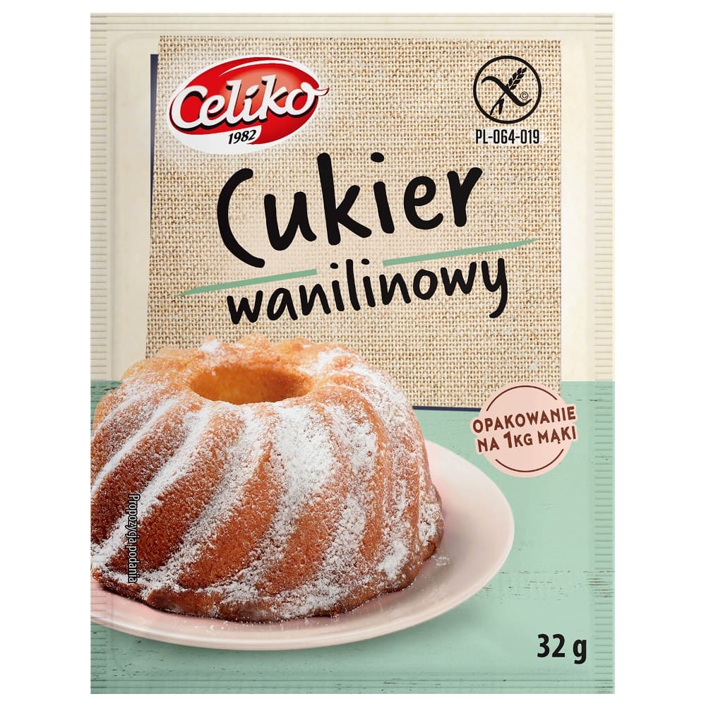 Celiko - Vanilla Sugar Gluten-Free 32g – Celiko förpackning