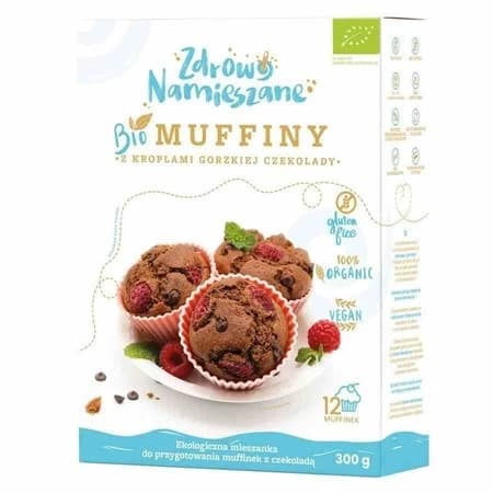 Bio Planet Zdrowo Namieszane Mjuk Muffinsmix med Mörk Choklad Glutenfri Ekologisk 300 g – Zdrowo Namieszane packaging