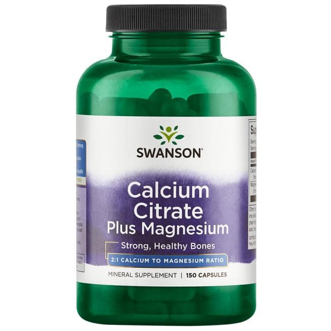 Swanson Calcium Citrate Plus Magnesium 300 mg/150 mg - 150 veganska kapslar – Swanson förpackning