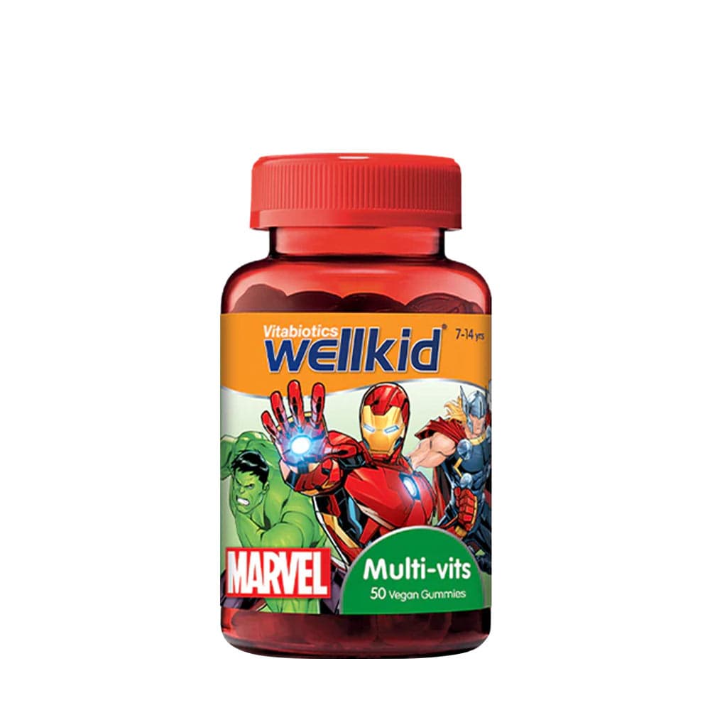 Vitabiotics Wellkid Marvel Multi-Vitamins Strawberry 50 Chewable Tablets – Vitabiotics packaging