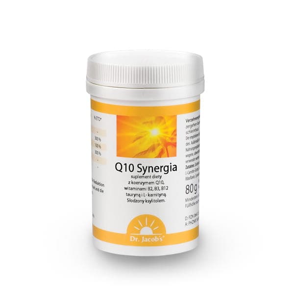 Dr. Jacob's Q10 80g Synergia with riboflavin, taurine and L-carnitine – Dr. Jacob's packaging