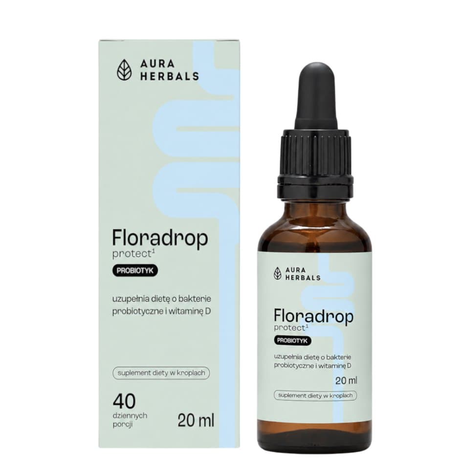 Aura Herbals - Floradrop Protect Probiotic - 30 Days - 20ml – Aura Herbals förpackning