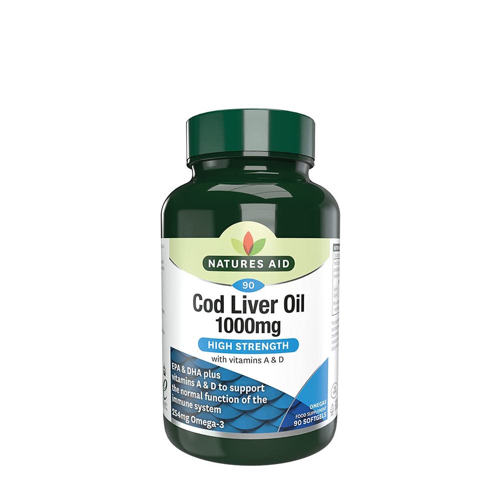 Natures Aid - Olio di Fegato di Merluzzo - 90 Softgel – Natures Aid confezione