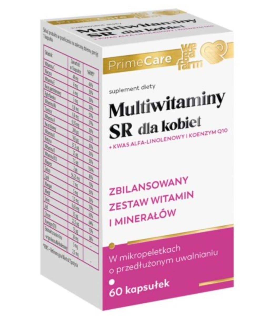 WegaFarm Multiwitaminy SR dla kobiet 60 kapsułek – PrimeCare farm förpackning