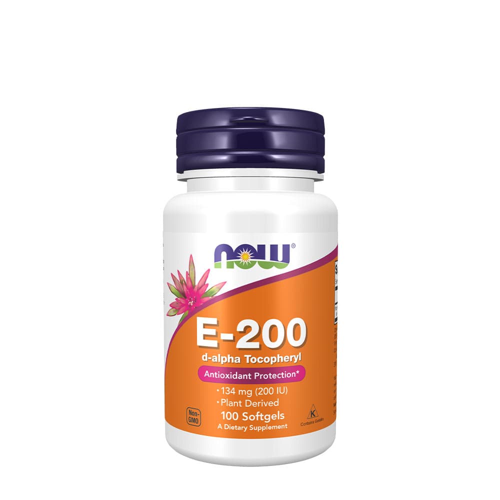 NOW Foods - Vitamin E-200, Natural - 100 Sgels – NOW Foods förpackning
