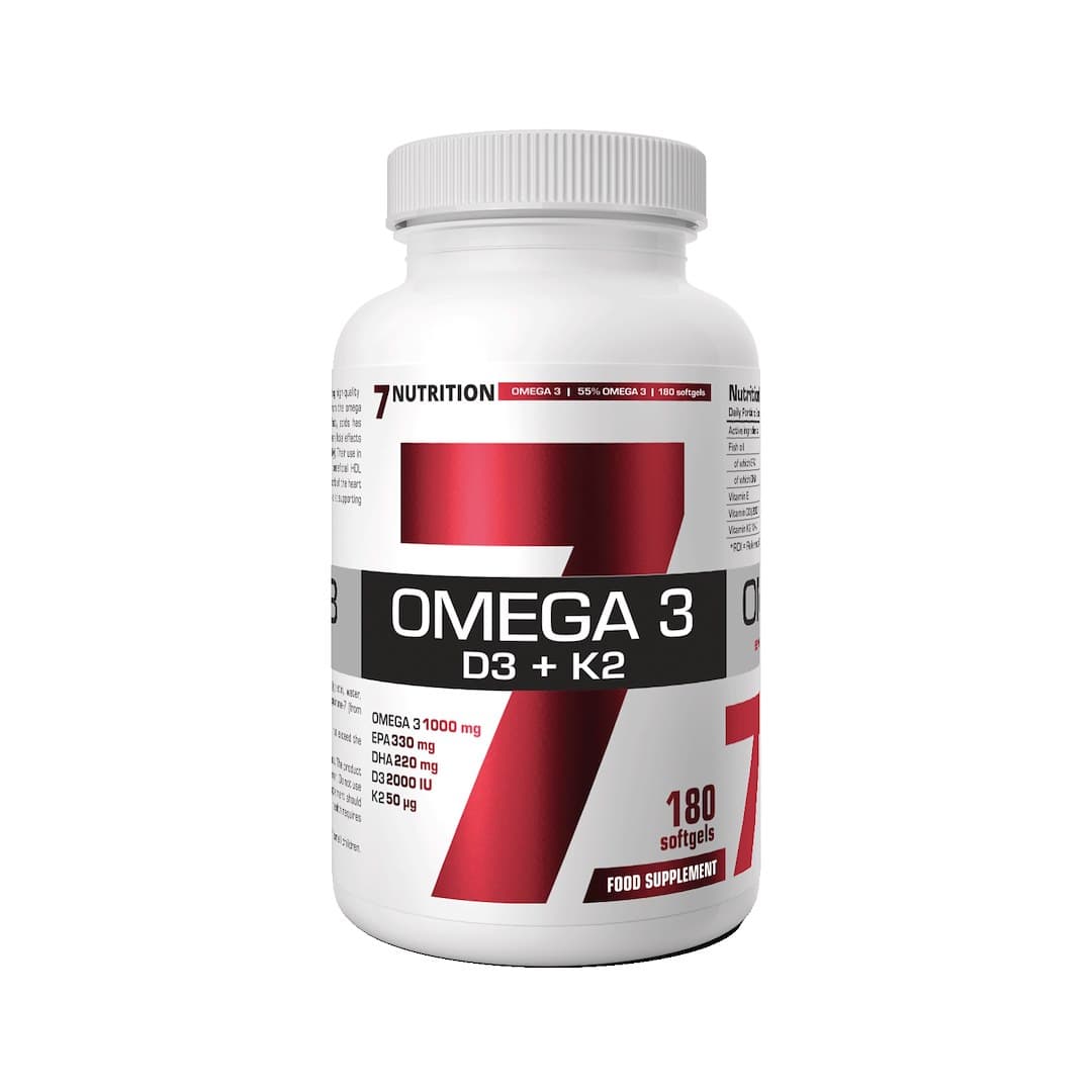 7Nutrition Omega-3 55% D3+K2 – 180 cápsulas – 7 Nutrition empaque