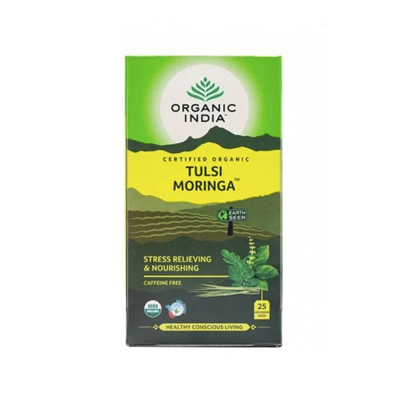 Tulsi Moringa 25 poser – Organic India emballage