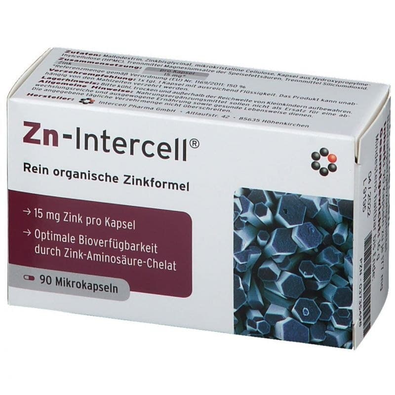 Intercell Pharma Zn-Intercell Zinc 15 mg – 90 Vegetarian Capsules – Intercell packaging