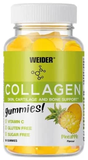 Weider Gummies de Colágeno (Sabor a Ananás) - 50 Gomas – Weider embalagem
