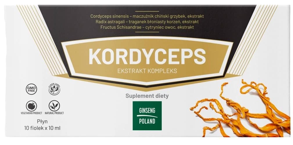 Ginseng Poland - Complejo de extracto de Cordyceps - 10 Ampollas X 10ml – Ginseng Poland empaque