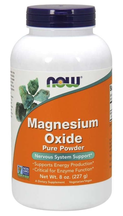 NOW Foods Magnesium Oxide 290 mg Pulver 227 g – NOW Foods förpackning