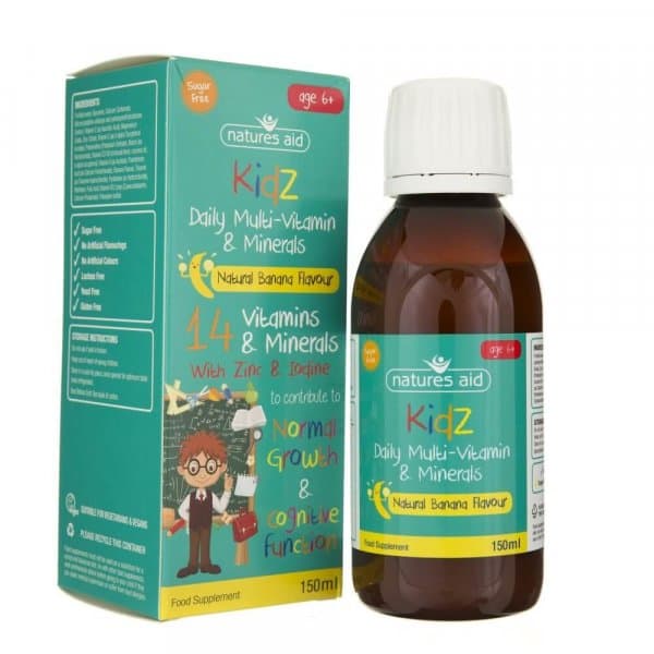 Natures Aid Kidz Multivitamins and Minerals 150 ml – Natures Aid packaging