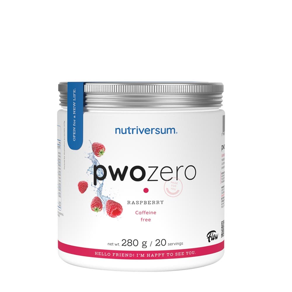 Nutriversum PWO Zero Caffeine Framboos 280g – Cafeïnevrij pre-workout poeder