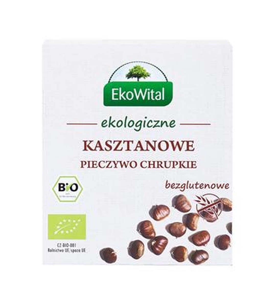 EKOWITAL Pieczywo chrupkie kasztanowe bezglutenowe BIO 100 g – EKO WITAL förpackning