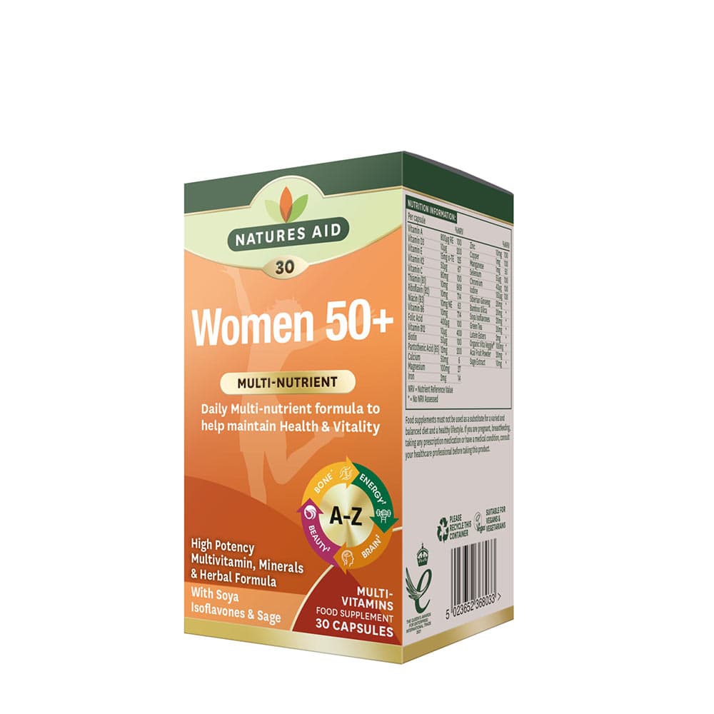 Natures Aid Women 50+ Multivitamin & Mineraler 30 kapslar – Nature's Aid packaging