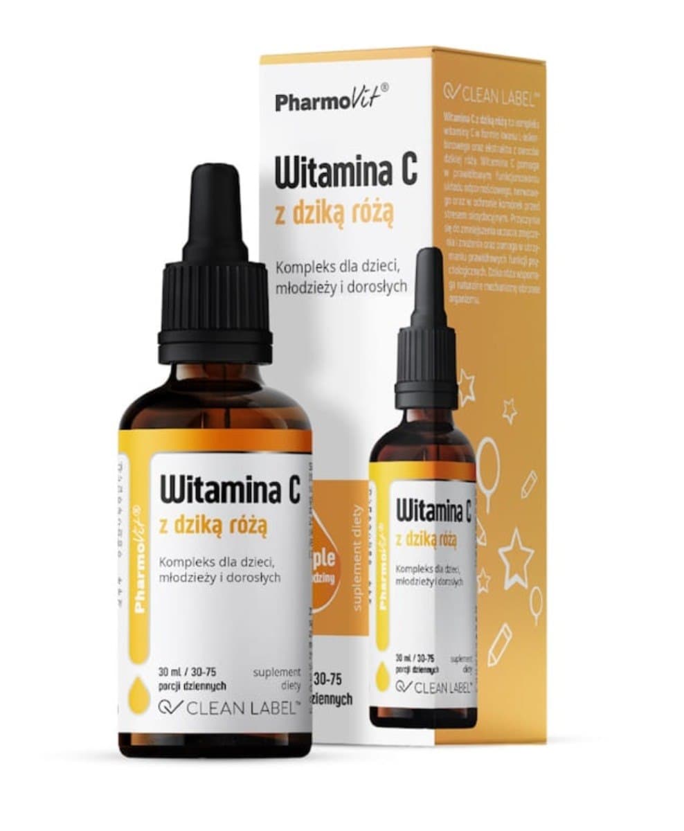 Pharmovit witamina C z dziką różą 30 ml – Pharmovit opakowanie