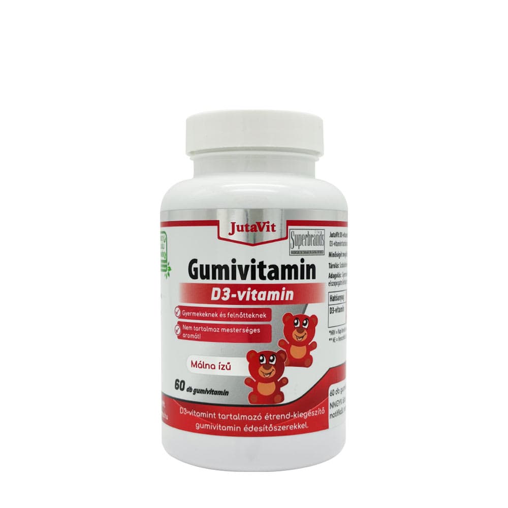 Jutavit Vitamin D3 Gummies Hallon 60 tuggummi – Jutavit förpackning