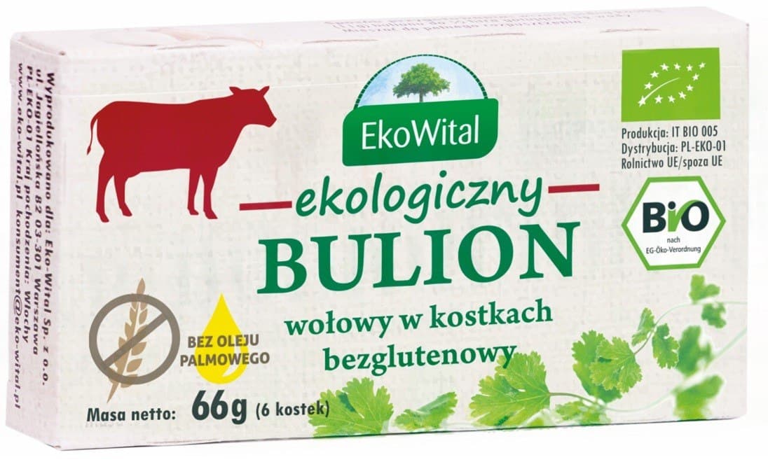 EKOWITAL Rundvleesbouillon in blokjes zonder palmolie glutenvrij EKO 66 g – EKO WITAL verpakking