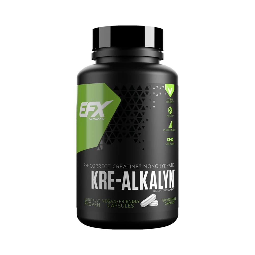 EFX Sports - Kre-Alkalyn - Unflavoured - 120 vegetable capsules – EFX Sports förpackning